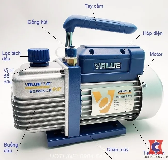 Các bộ phận thực tế trên máy hút chân không Value