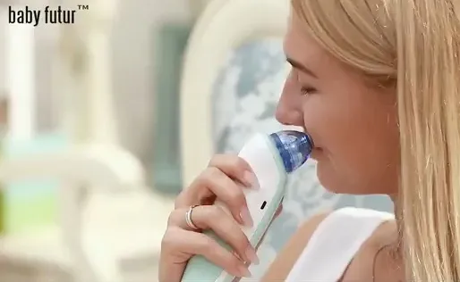 Đầu hút hình tròn của máy hút mũi Baby Futur giúp loại bỏ da chết