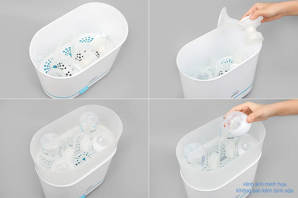 Sử dụng máy tiệt trùng bình sữa 3 trong 1 Philips Avent SCF284/02 để vệ sinh máy hút sữa cầm tay