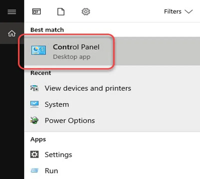 Biểu tượng 'Control Panel' trên màn hình máy tính, bước đầu tiên để kiểm tra cài đặt máy in Canon LBP 2900