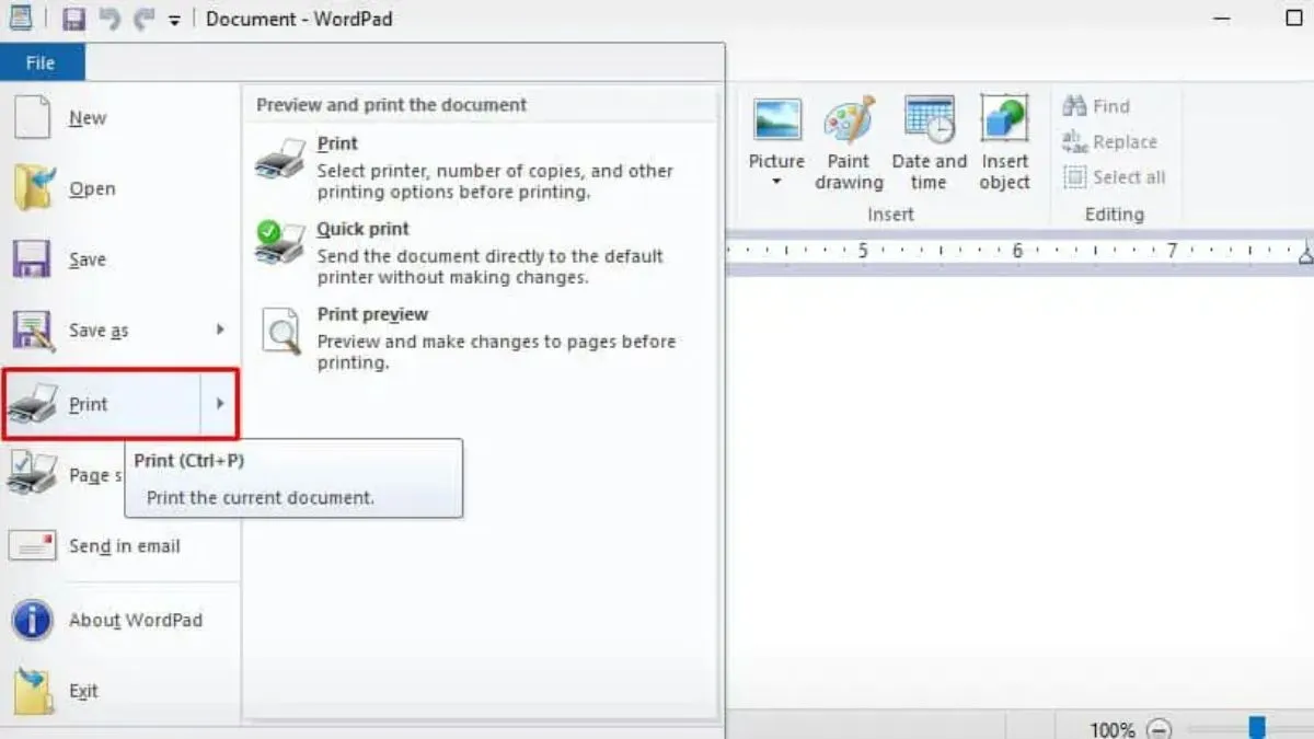 Cửa sổ tùy chọn in trên máy tính