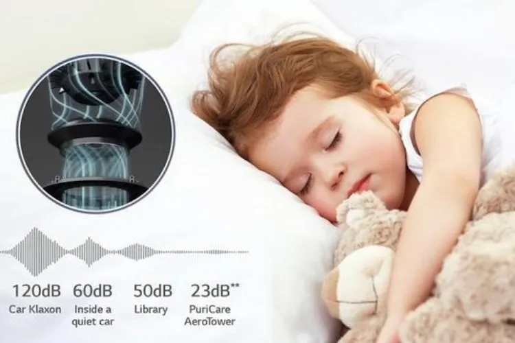 Máy lọc thác vận hành êm ái, tối ưu cho chế độ ngủ với ánh sáng dịu nhẹ