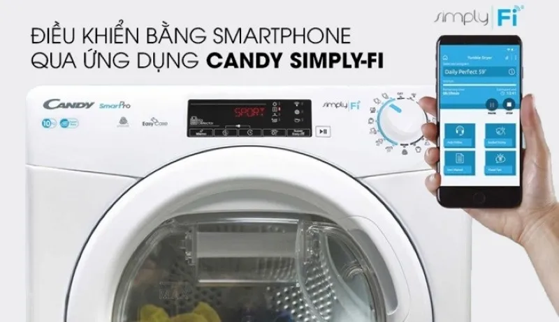 Tính năng “Smart Touch” trên máy sấy quần áo ngưng tụ Candy