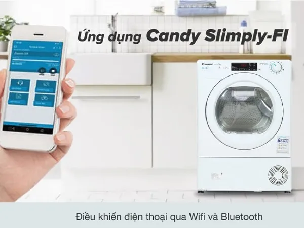 Màn hình hiển thị các tùy chọn nâng cao trên máy sấy Candy CSO C8TE-S