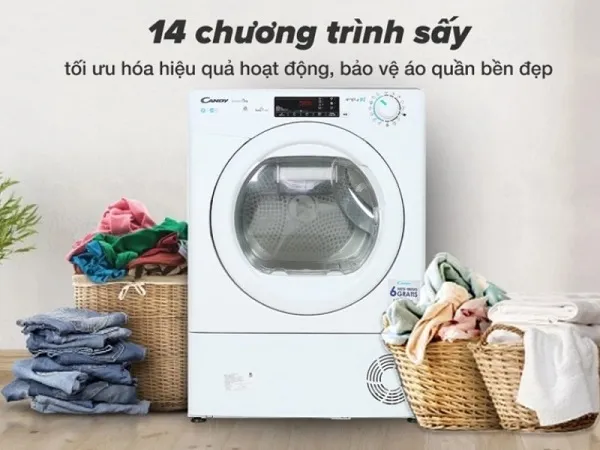 Bảng điều khiển máy sấy Candy CSO C8TE-S khi chọn chương trình sấy