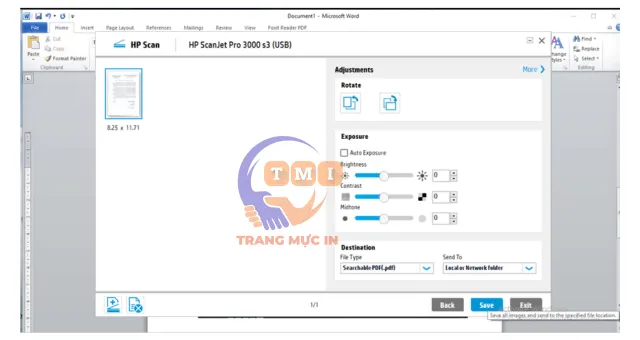 Xem trước tài liệu đã quét trên giao diện phần mềm HP Scan