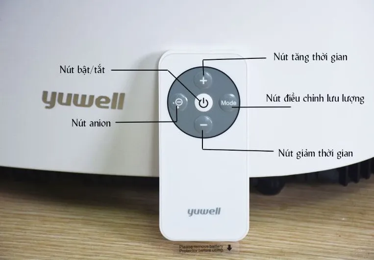 Bộ điều khiển từ xa của máy tạo oxy Yuwell 9F-3BW, hướng dẫn cách sử dụng tiện lợi.