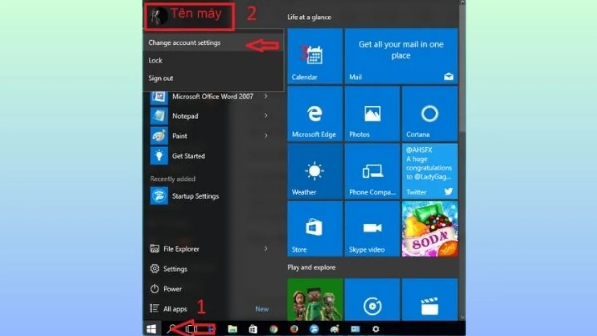 Hình ảnh bước 1 cài đặt mật khẩu cho laptop