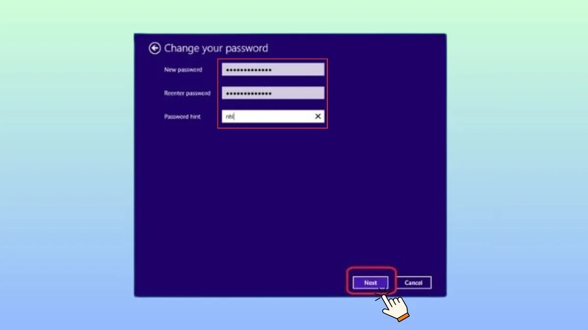 Hình ảnh bước 3 cài đặt mật khẩu cho laptop