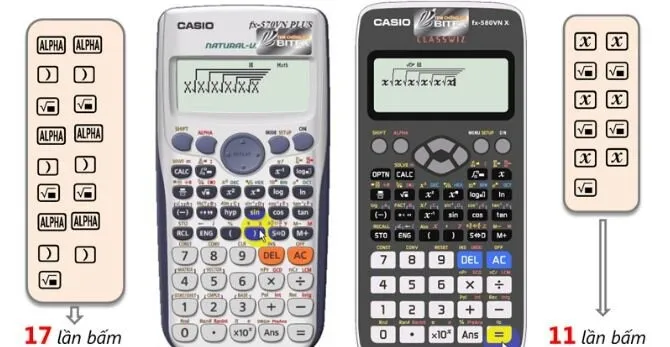 Hai dòng máy tính Casio phổ biến là FX-580VN X và FX-570VN Plus, minh họa cho việc lựa chọn máy phù hợp