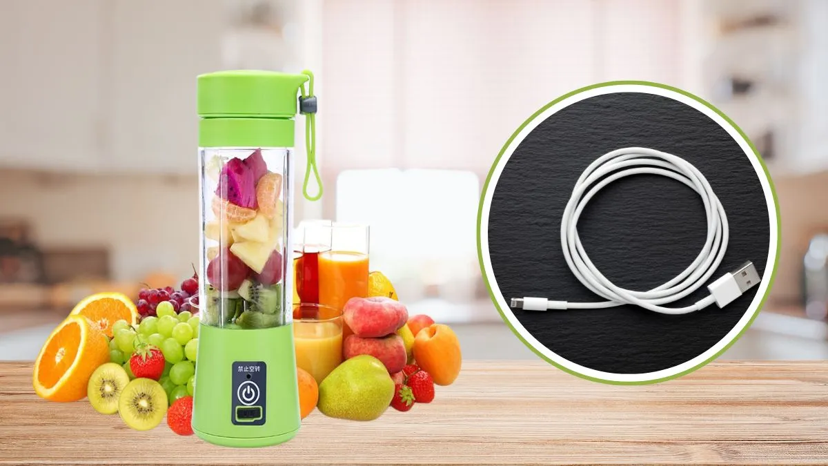 Sử dụng dây sạc USB chính hãng hoặc tương thích để sạc pin cho máy xay sinh tố cầm tay, đảm bảo an toàn.