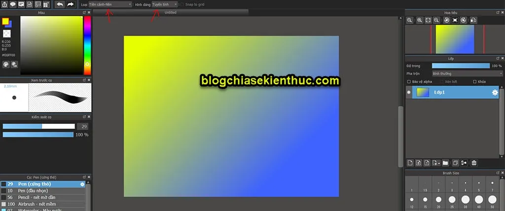 Các tùy chọn màu Foreground và Background trong Medibang Paint