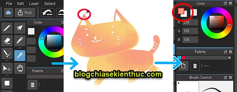 Minh họa công cụ Eyedropper trong Medibang Paint