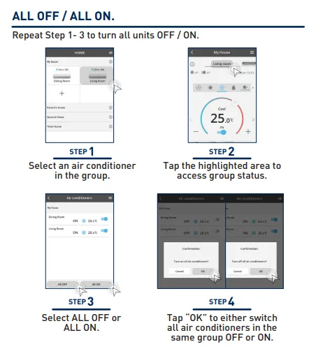 Màn hình điều khiển Comfort Cloud Panasonic hiển thị cách nhóm các thiết bị điều hòa