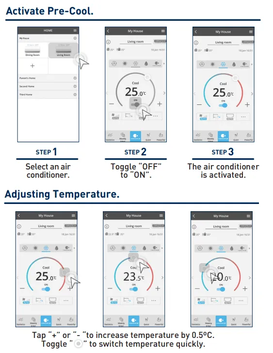 Chức năng làm mát phòng trước khi về nhà của ứng dụng Comfort Cloud Panasonic