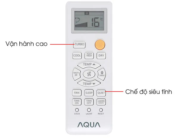 Turbo và Quiet trên remote máy lạnh Aqua