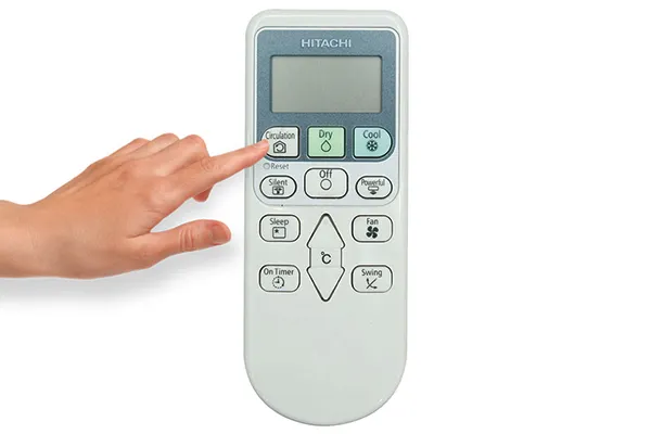 Chức năng Circulation trên remote máy lạnh Hitachi giúp điều hòa không khí, hướng dẫn chi tiết cách sử dụng remote máy lạnh Hitachi tiếng Nhật.