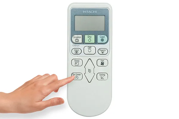 Sử dụng On Timer trên remote máy lạnh Hitachi để hẹn giờ bật máy, chi tiết trong hướng dẫn cách sử dụng remote máy lạnh Hitachi tiếng Nhật.