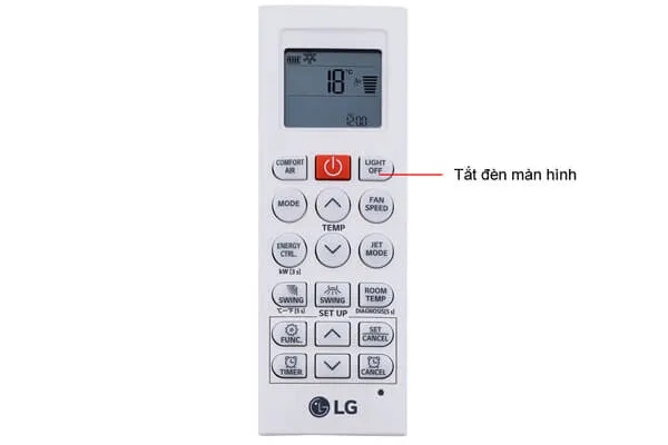 Tắt đèn màn hình hiển thị dàn lạnh bằng nút Light Off trên remote LG Inverter