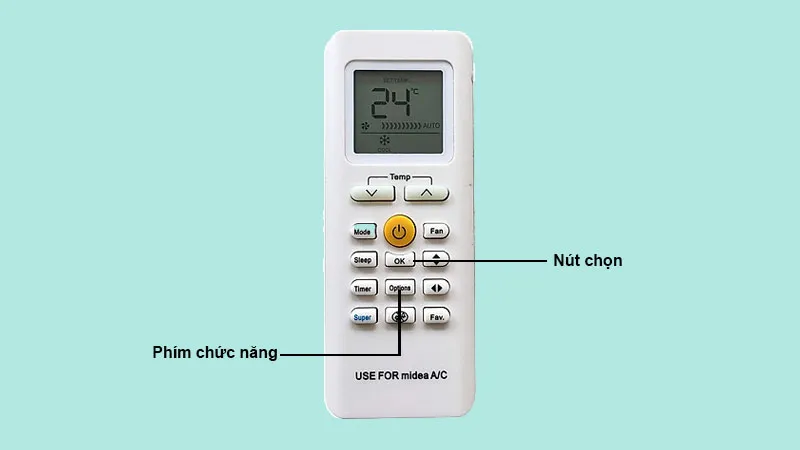 Các tùy chọn chức năng nâng cao khi nhấn nút Option trên remote Midea