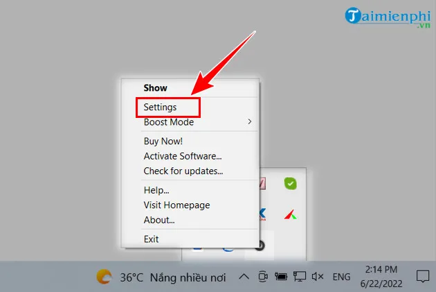 Màn hình cài đặt (Settings) của Sound Booster, tối ưu cách sử dụng máy tăng âm