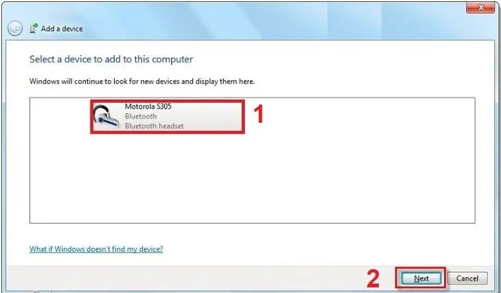 Cửa sổ &quot;Add a device&quot; hiển thị danh sách các thiết bị Bluetooth sẵn sàng để kết nối với máy tính