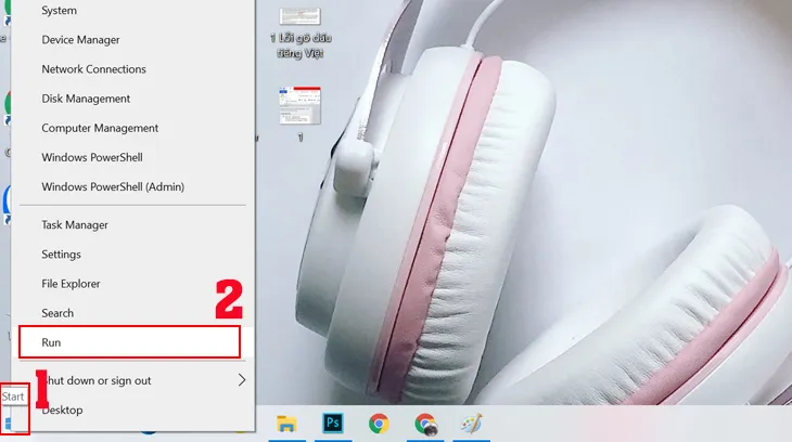 Mở hộp thoại Run từ menu Start để quản lý driver bàn phím máy tính