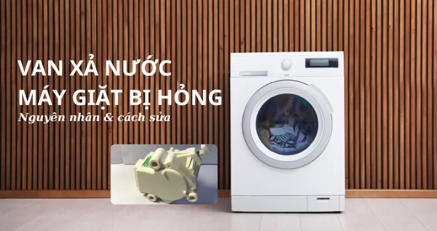 Minh họa cấu tạo van xả nước máy giặt bên trong