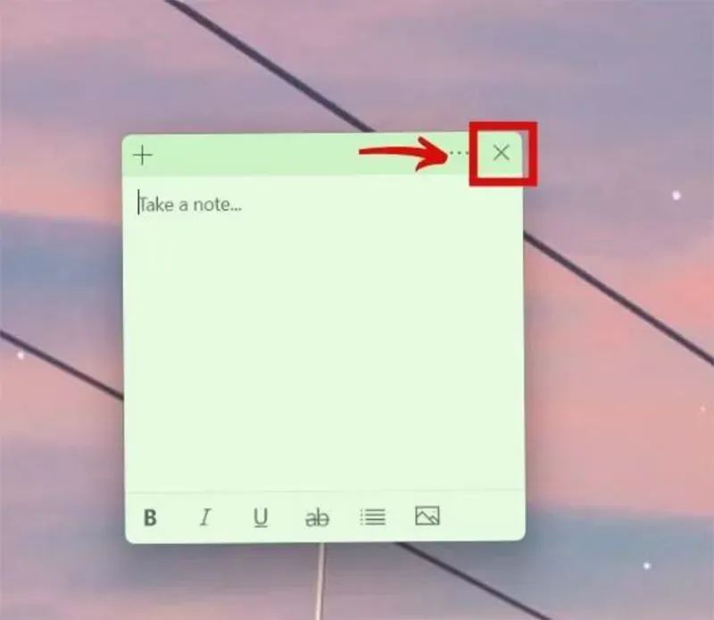 Định dạng văn bản linh hoạt trên Sticky Notes với tùy chọn in đậm, in nghiêng, gạch chân