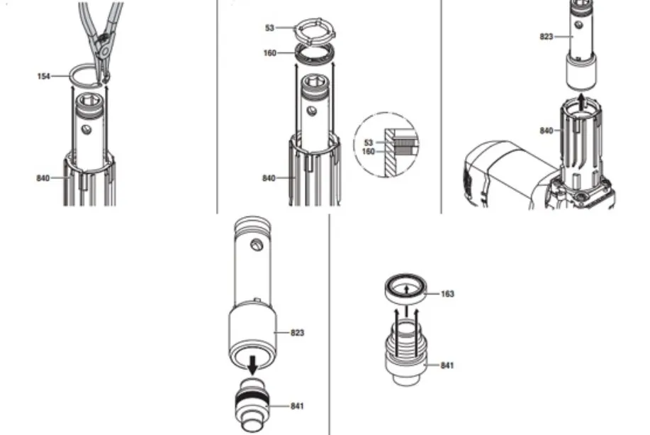 Sử Dụng Kìm Để Tháo Vòng Phe Một Cách Cẩn Thận Từ Hộp Nhông Máy Đục Bê Tông
