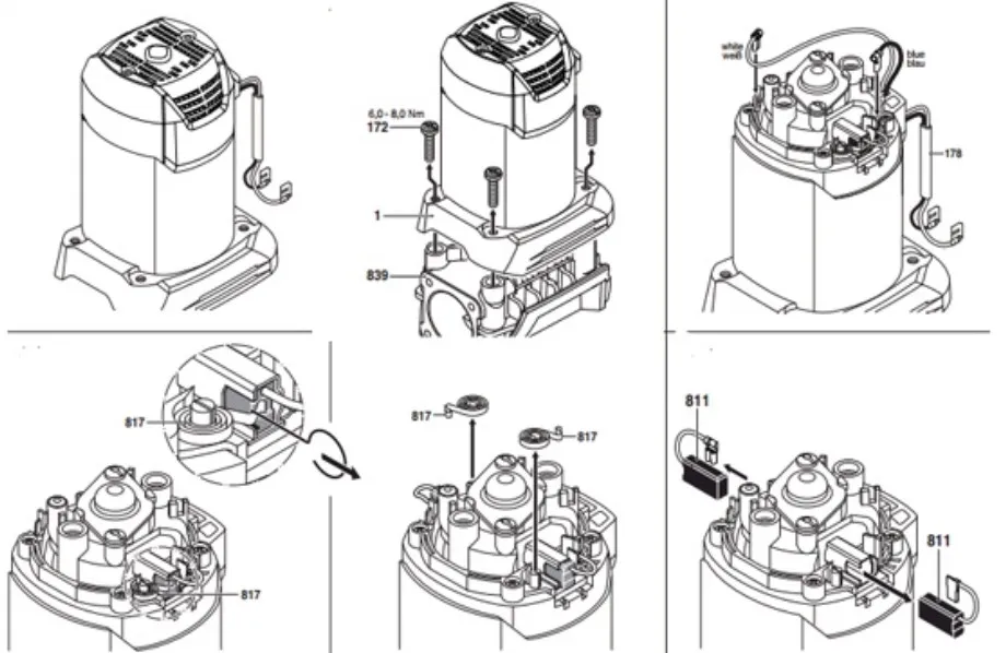Tháo Vỏ Che Quạt Và Bộ Chổi Than Của Máy Đục Bê Tông Để Sửa Chữa Hệ Thống Điện