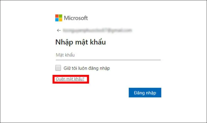 Người dùng nhấn vào tùy chọn &quot;Quên mật khẩu&quot; trên màn hình đăng nhập Windows, bước đầu tiên để mở máy tính khi không nhớ mật khẩu.