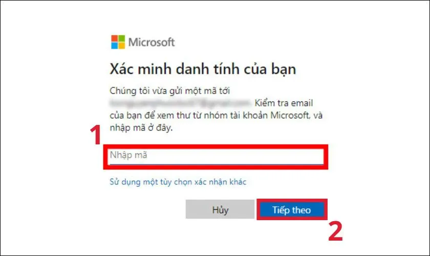 Người dùng chọn &quot;Get Code&quot; để nhận mã xác nhận, sau đó nhập mã và ấn Tiếp theo để mở máy tính khi không nhớ mật khẩu.