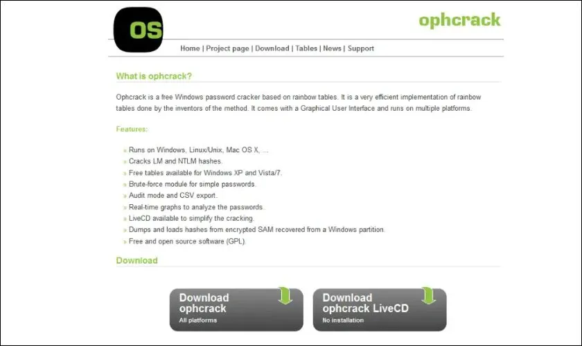 Ophcrack LiveCD là phần mềm mã nguồn mở miễn phí, hữu ích khi bạn cần tìm cách mở máy tính khi không nhớ mật khẩu.