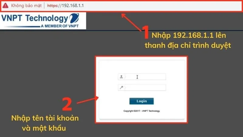 Giao diện đăng nhập quản lý router VNPT, cần thiết để truy cập cài đặt và kiểm soát số lượng máy truy cập WiFi