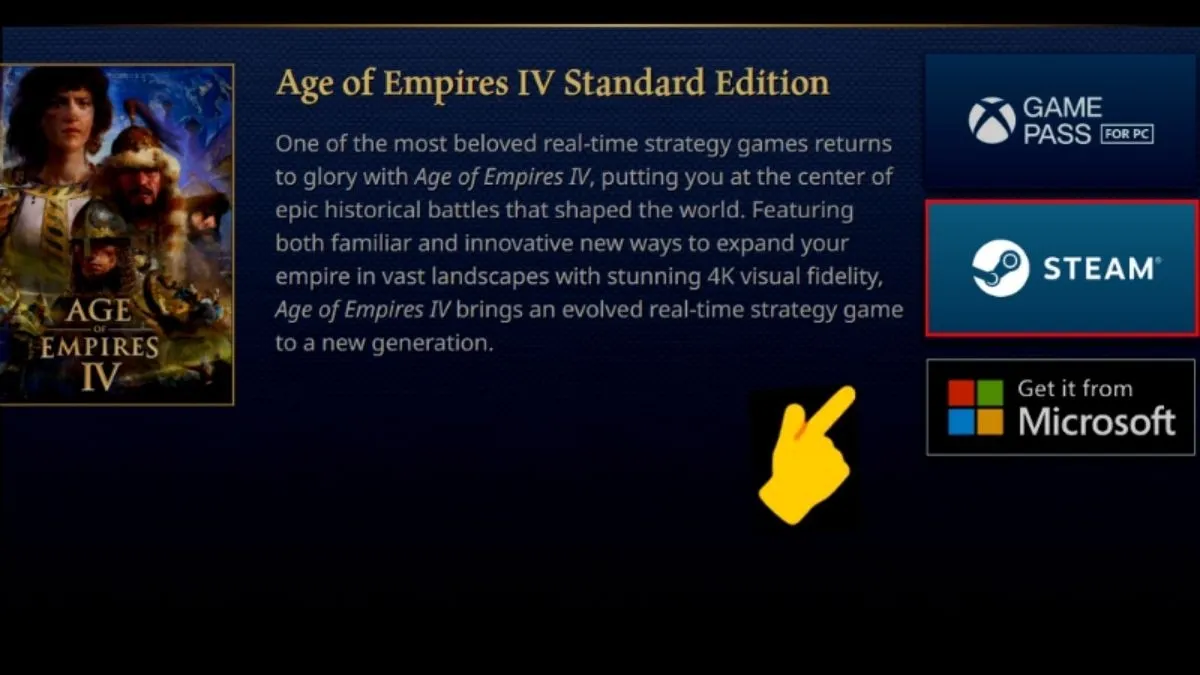 Chọn Steam để tải AOE