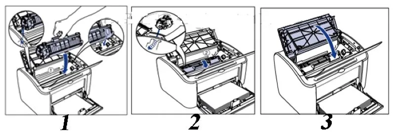 Đặt hộp mực mới vào khoang chứa của máy in
