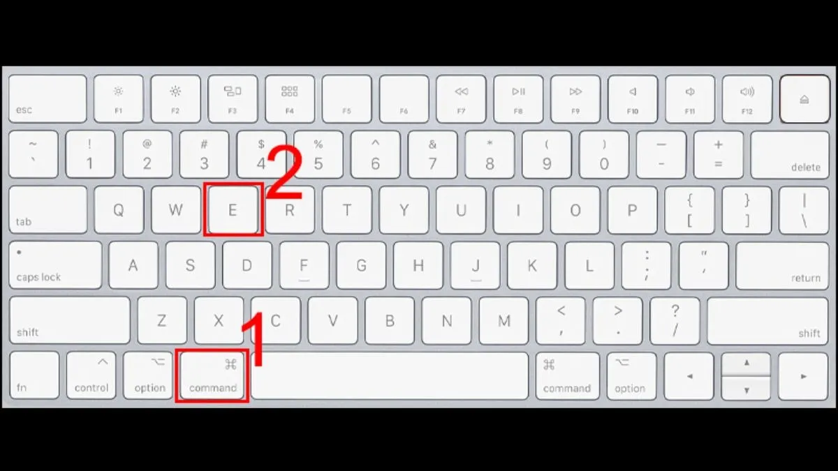 Tổ hợp phím Command + E được sử dụng để mở khay đĩa trên MacBook.
