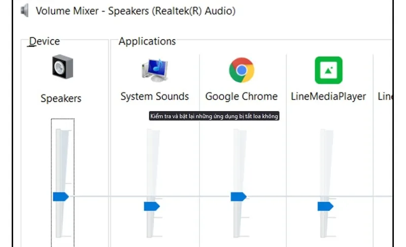 Kiểm tra nút âm lượng trong một ứng dụng đang phát nhạc, một bước quan trọng trong cách sửa loa máy tính