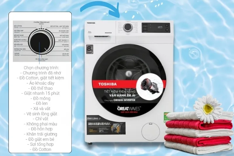 Các chương trình giặt của máy giặt Toshiba 8.5 kg TW-BH95S2V