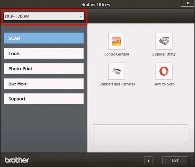 Chọn đúng model máy in Brother để thực hiện thao tác scan tài liệu