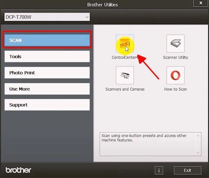Giao diện ControlCenter4 để scan tài liệu hiệu quả trên máy in Brother