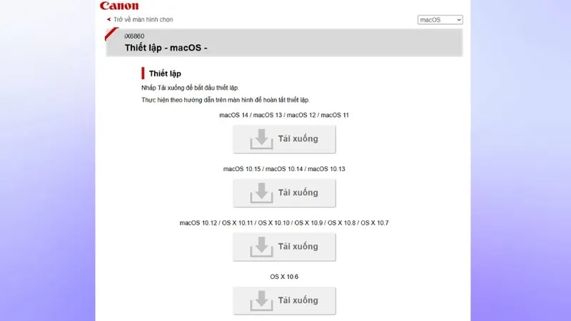 Cài đặt Driver trên hệ điều hành macOS