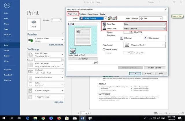 tuy chon kho giay in