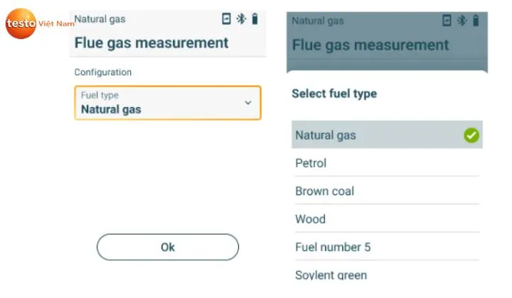 Cách cài đặt nhiên liệu cho máy đo khí thải