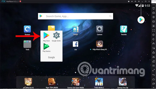 Bấm vào mục Play Store