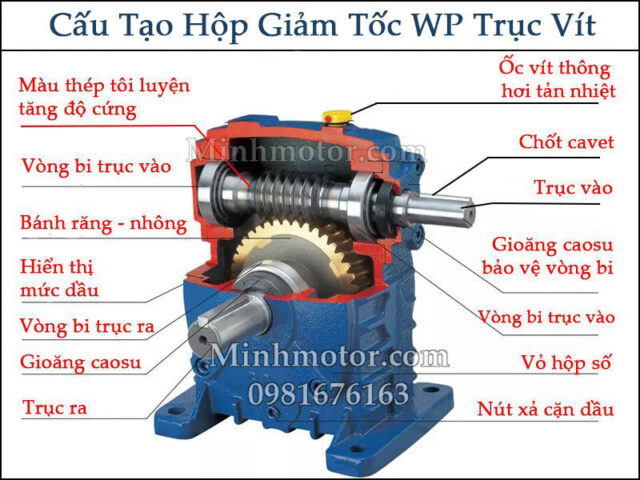 Cấu tạo hộp giảm tốc trục vít