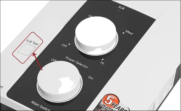 Kiểm tra chức năng chống giật ELB trên thân máy nước nóng Panasonic DH 3RP2, đảm bảo an toàn điện