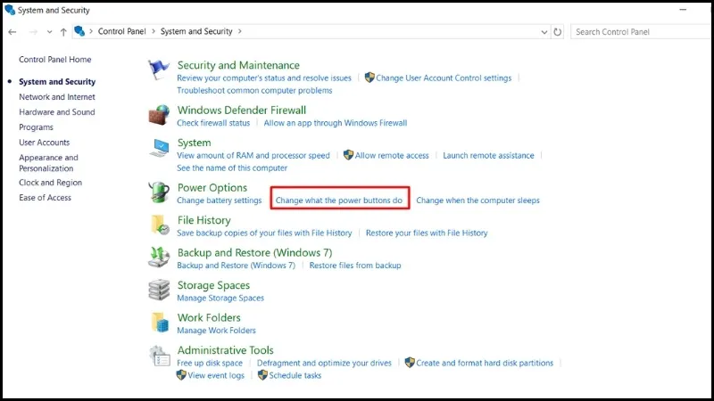 Cài đặt Power Options để tùy chỉnh hành động nút nguồn trên laptop