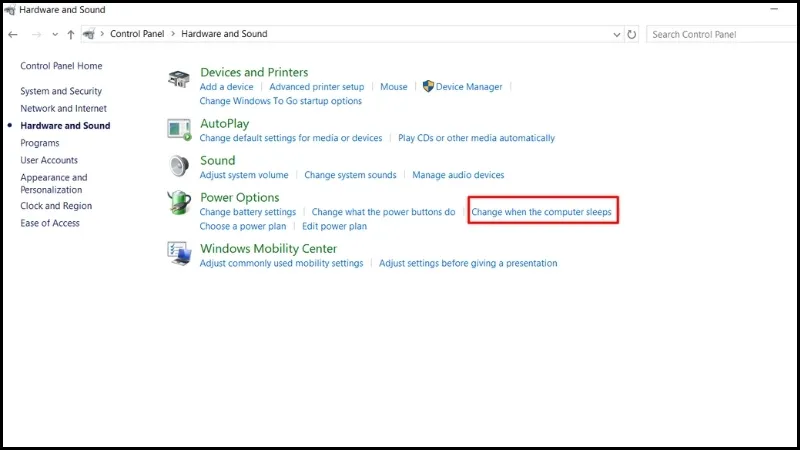 Cấu hình thời gian máy tính tự động Sleep trong Power Options